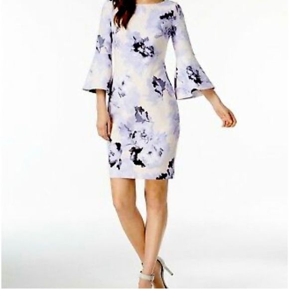 Calvin Klein Scuba Bell Floral Dress Size 8 - Picture 6 of 6